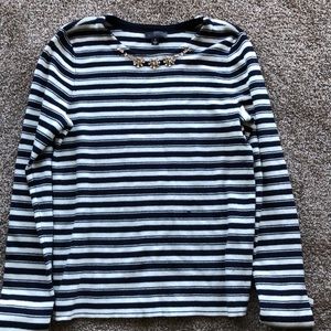 The Limited blue and white knit top w/rhinestones.